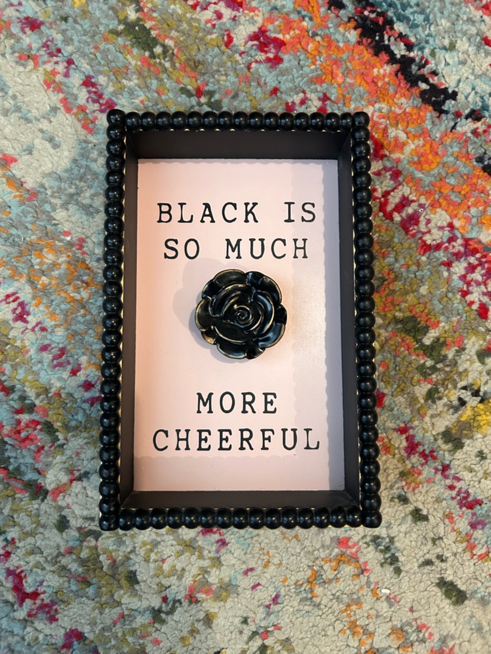 Ashland Black Beaded Frame with Rose Accent